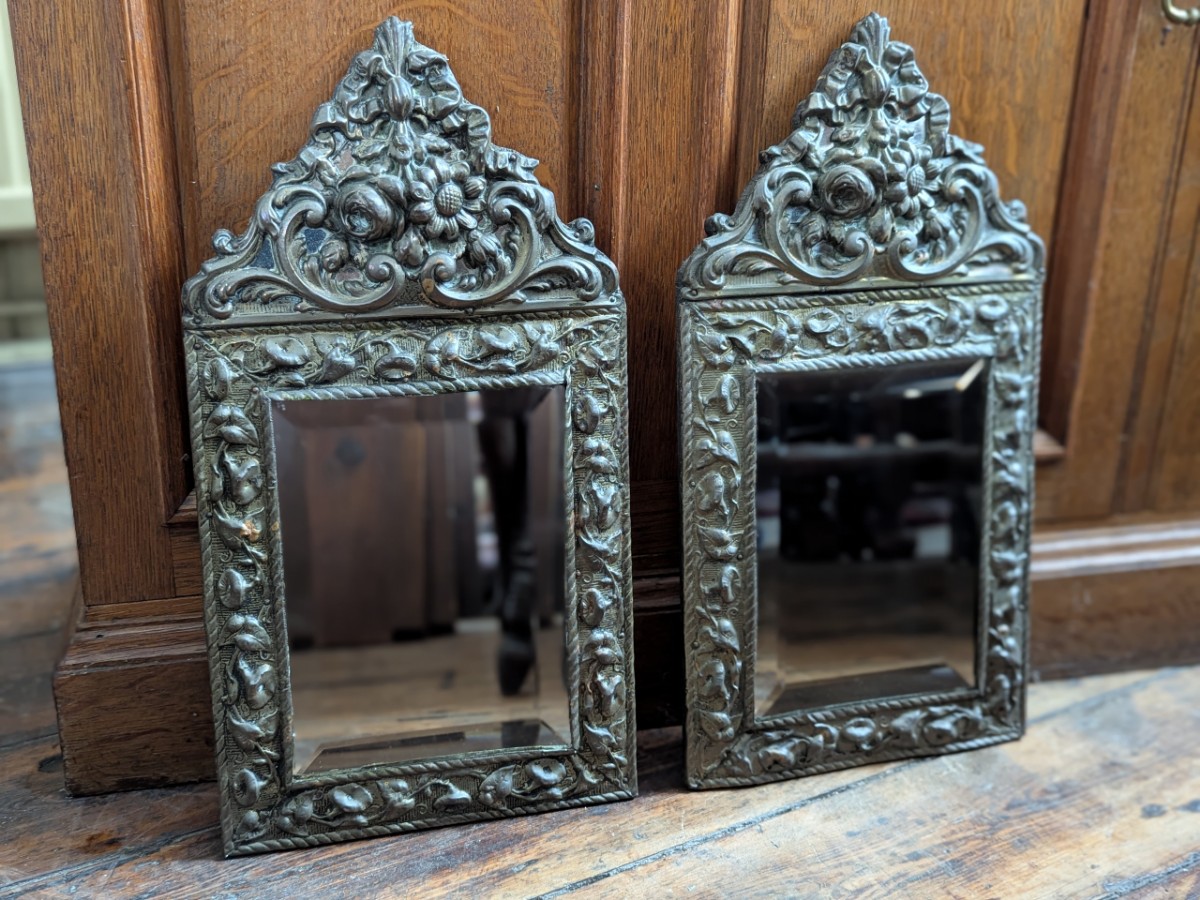 Pair Of 19th Century Brass Framed Mirrors